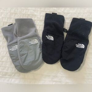 THE NORTH FACE -Fleece Mittens, x2 , black and grey, size medium